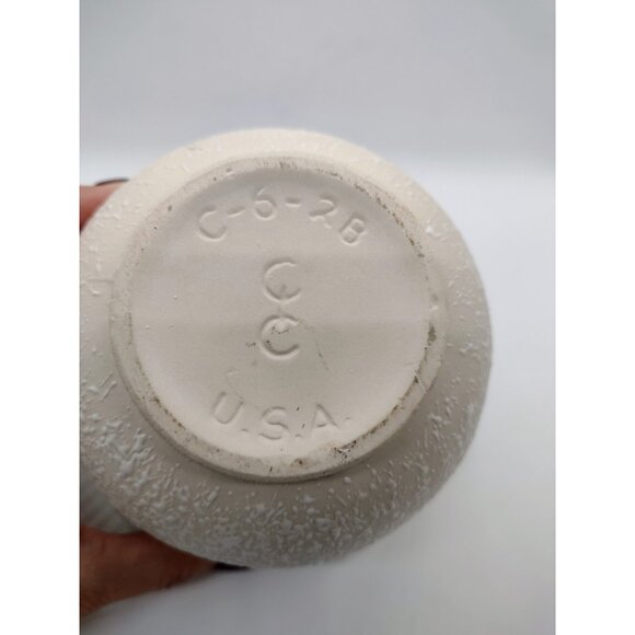 Vintage CC Original USA MCM Art Pottery Splatter Planter Vase Teal Ruffle 4.25" - Picture 4 of 5